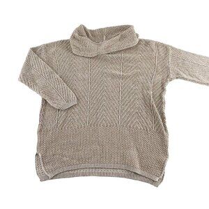 Eight Eight Eight Beige Textured Knit Sweater Women's size Medium Pullover Cowl‎